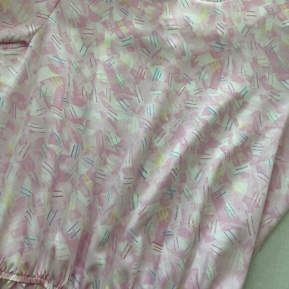 VTG 90s Pellini Petites Patterned Polyester Dress size 9/10 Pink Longsleeve - Picture 9 of 10